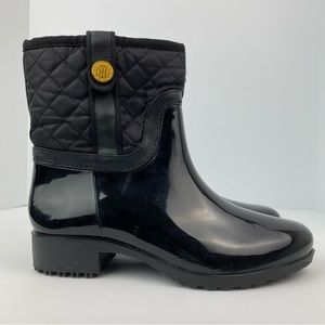 Tommy Hilfiger size 7 Women’s Freza Black Quilted Rain Boots